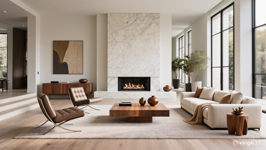 High-end luxury interior design in a modern San Francisco Bay Area home with curated furniture and architectural layout